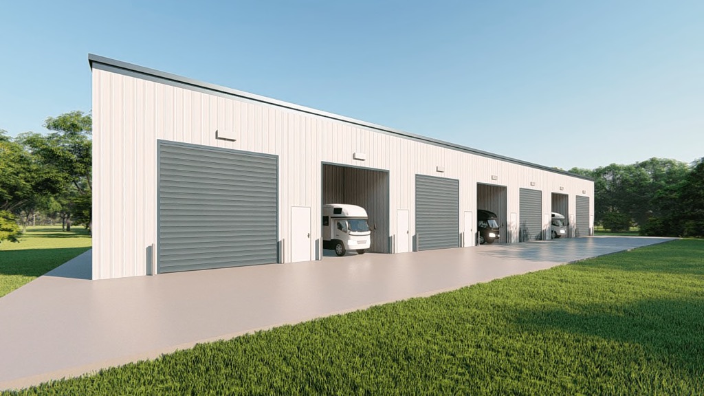 rv storage 40x200 enclosed metal building rendering 3